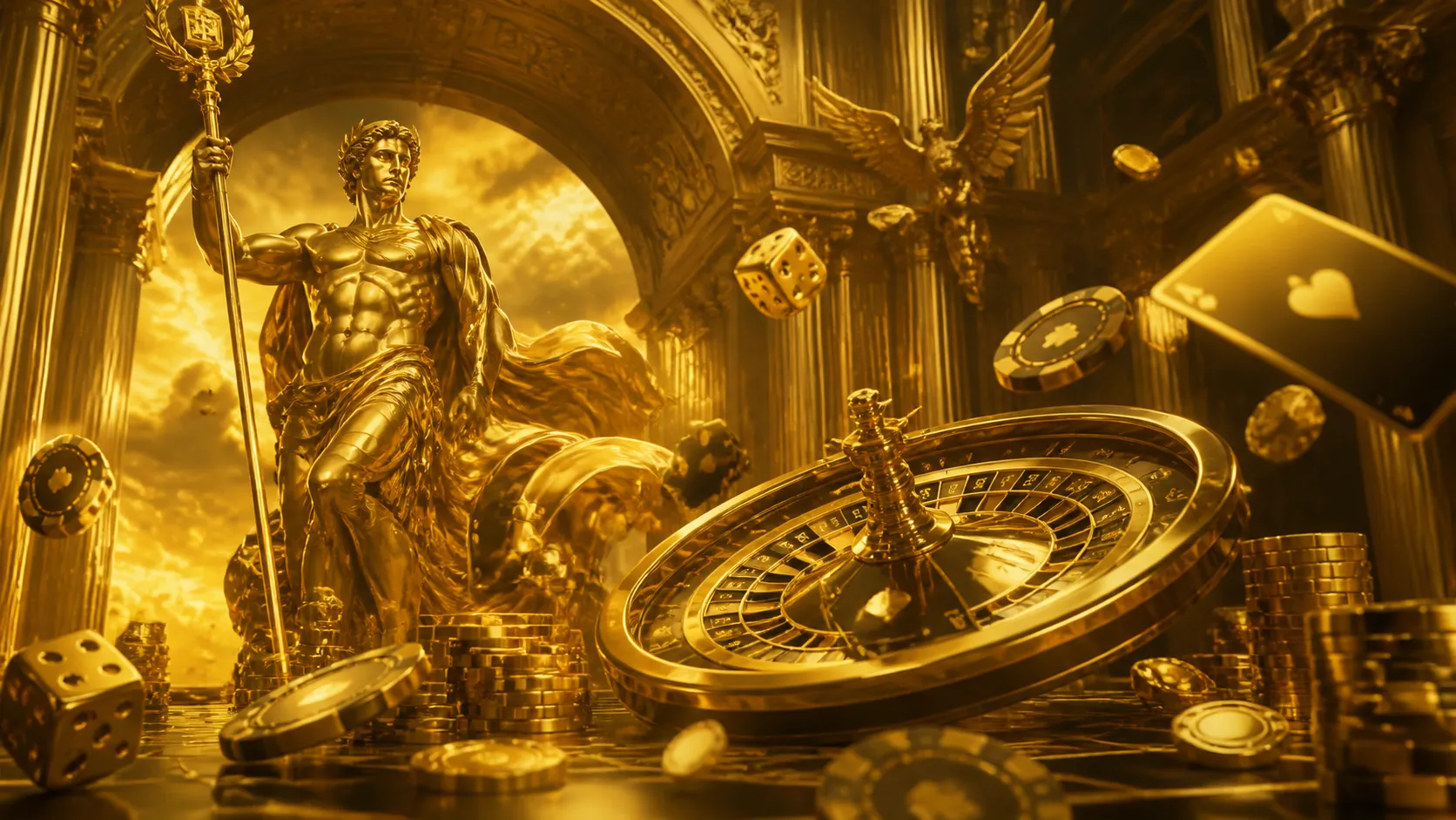 Glossy 3D render of a vibrant floating poker chip in a luxurious casino theme with sharp reflections.